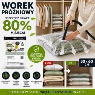 Worek próżniowy do pakowania 50x60 cm – oszczędność miejsca + ochrona ubrańkt bez nazwy